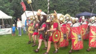 Roman Reenactment at the Amphitheatre in Caerleon Marching In [upl. by Noellyn373]