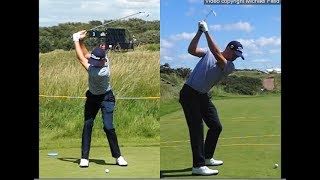 Justin Thomas golf swing  Long Iron faceon amp downtheline July 2017 [upl. by Berfield]